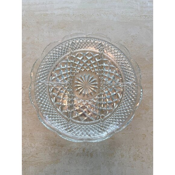 Anchor Hocking Wexford 11" Divided 5 Section Relish Tray Pressed Glass 1960’s - Picture 2 of 7
